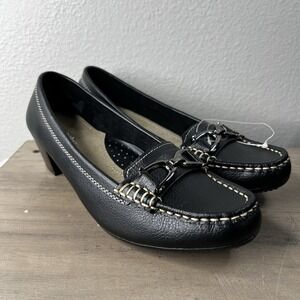 Thom McAn Women's Francis Black Leather Comfort Kitten‎ Heels Size 7.5 Wide NWOB